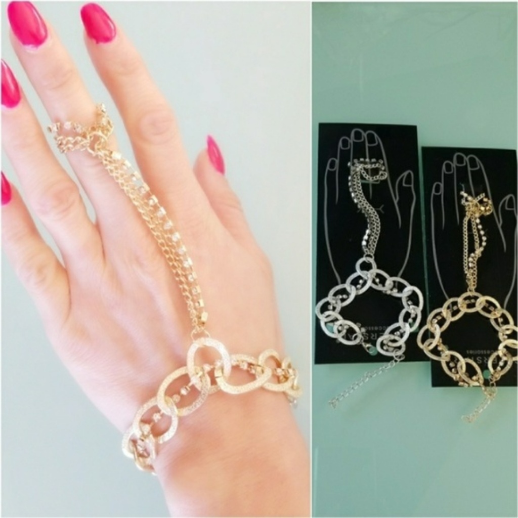 Silver Or Gold Ring Hand Bracelet